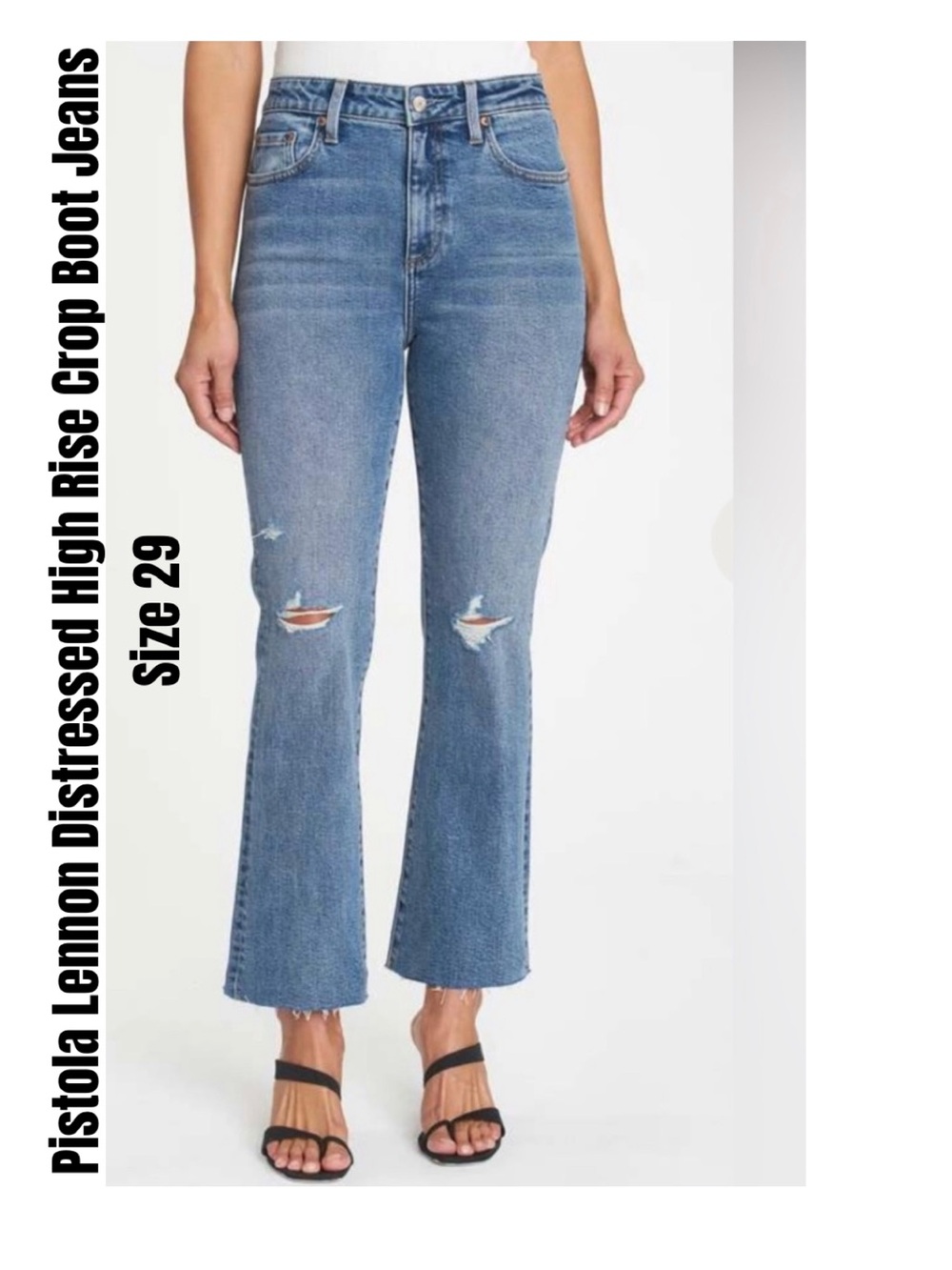 Pistola Lennon Distressed High Rise Crop Boot Jeans -Size 29